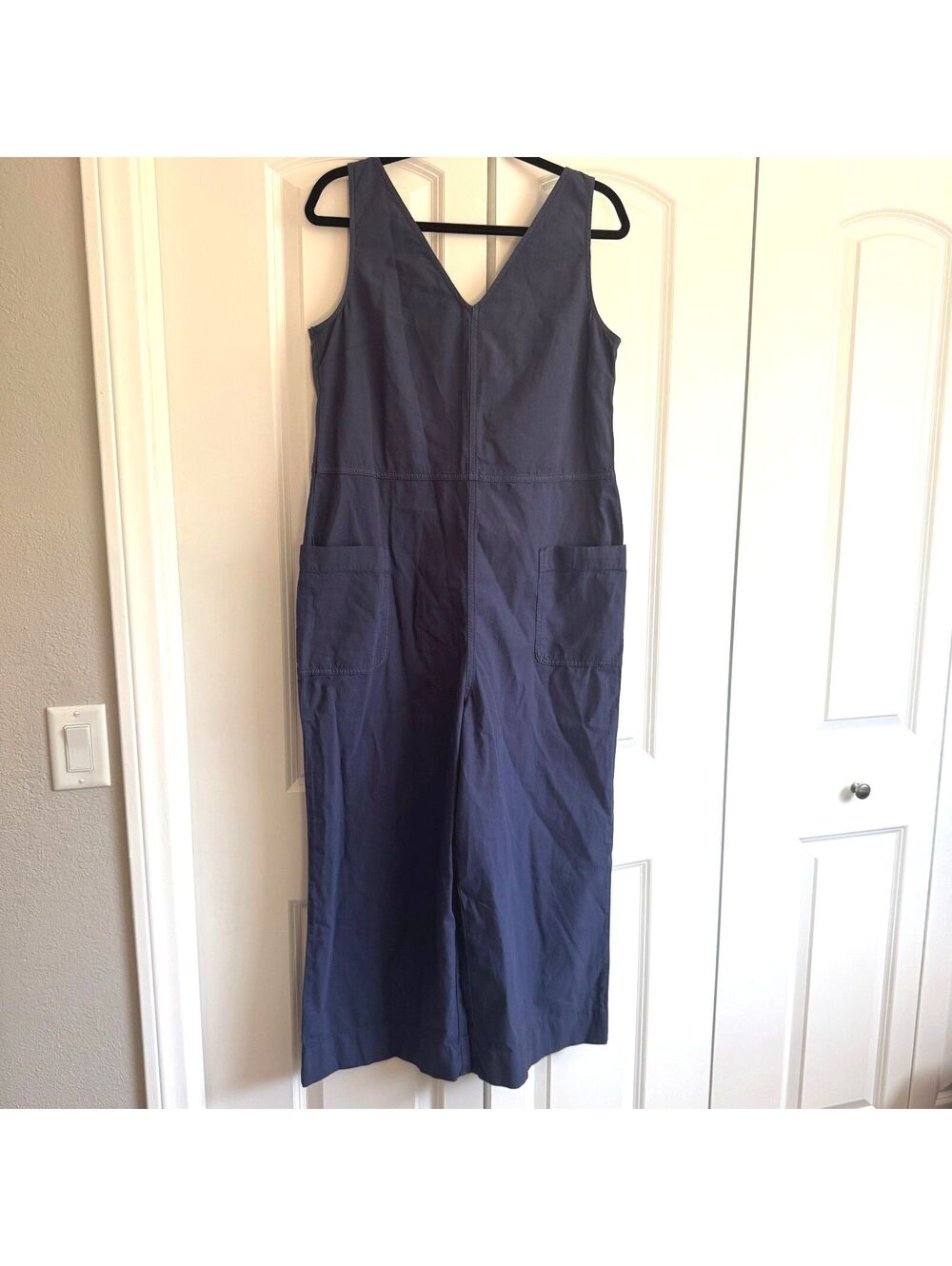 NWT Finisterre Morva Jumpsuit Galactic Blue Organic Cotton Hemp Wide Leg Size 6